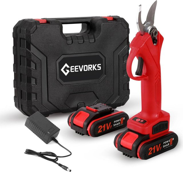 21V Akku-Elektroschere als effiziente Gartenschere zum Beschneiden von Obstbäumen und Bonsais in Rot - Bild 1