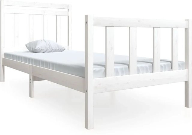 vidaXL Massivholzbett aus Kiefer in Weiß, B/T/H: 90 x 190 cm - Bild 1