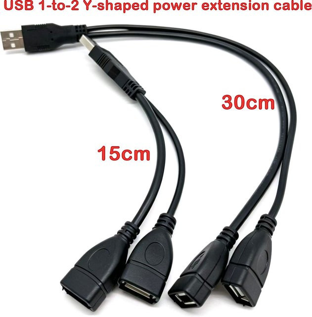 EOENKK USB 1-zu-2 Y-Splitter Daten- und Stromadapter in Schwarz - Bild 1