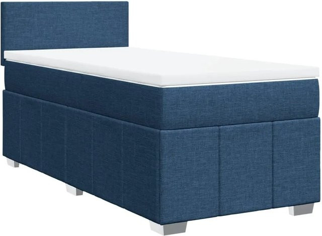vidaXL Boxspringbett mit Matratze Blau und Weiß, Hybridbett mit USB-Ladeport und Unterbettbeleuchtung, B/T/H: 90 x 200 cm - Bild 1