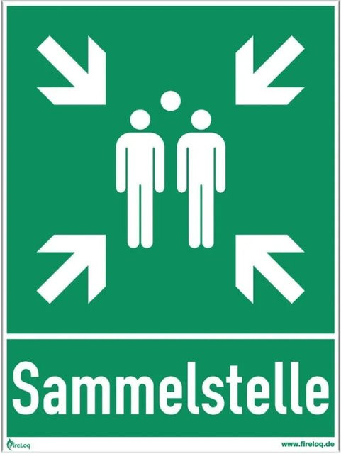 FireLoq Sammelstelle mit Text aus Kunststoff in Grün, Breite: 40 cm, Höhe: 30 cm - Bild 1