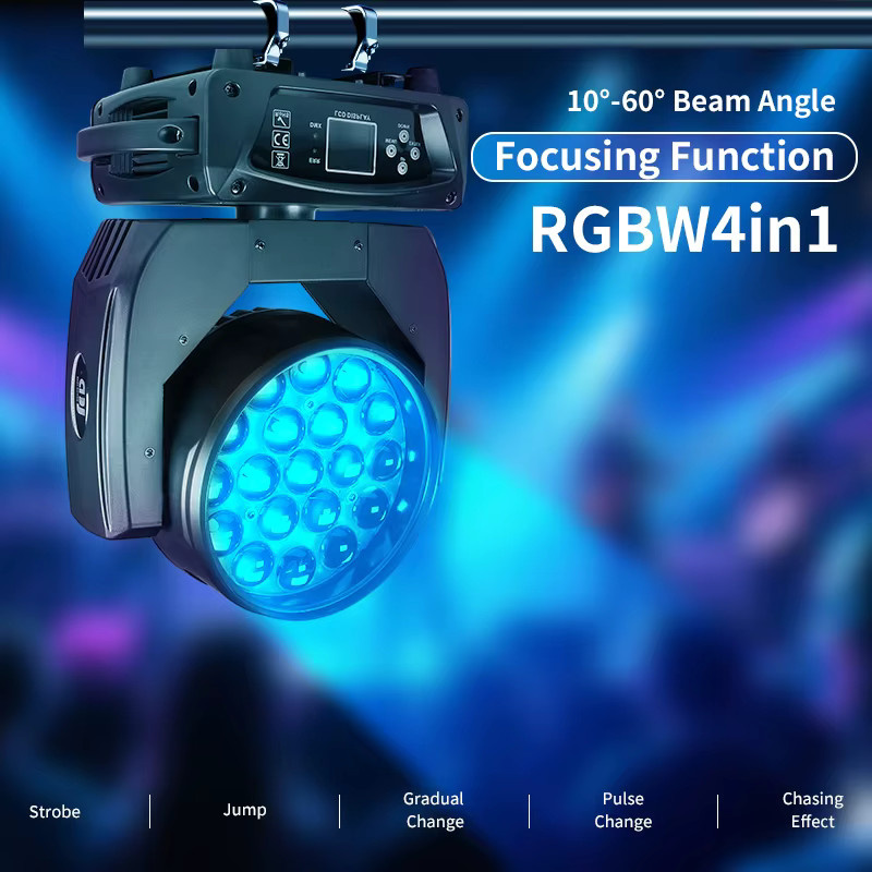 LED DMX Moving Head Beam mit 19x15W RGBW Zoom und Flightcase in Schwarz - Bild 6