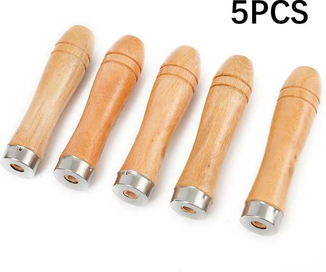 VIBRATITE 5-teiliges Set Feilengriffe aus Holz mit Metallkragen in Braun - Bild 1