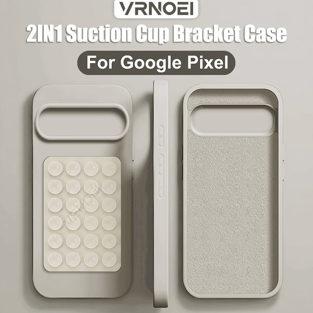 2-in-1 Saugnapfhalterung Handyhülle für Google Pixel 9 8 7 6 Pro XL 6A 7A 8A Stoßfeste Rückabdeckung in Pink - Bild 1
