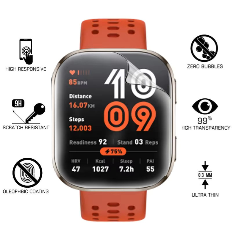 Displayschutzfolie Amazfit Bip 6 Bip 5, TPU-Hydrogel, transparent - Bild 3