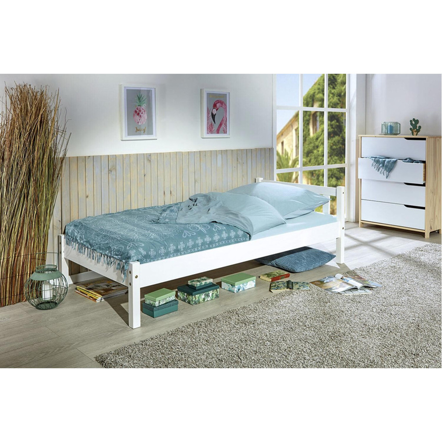 Inter Link Bettgestell Vilmar aus Kiefer Massivholz in Weiss, B/L: 90 x 200 cm - Bild 2