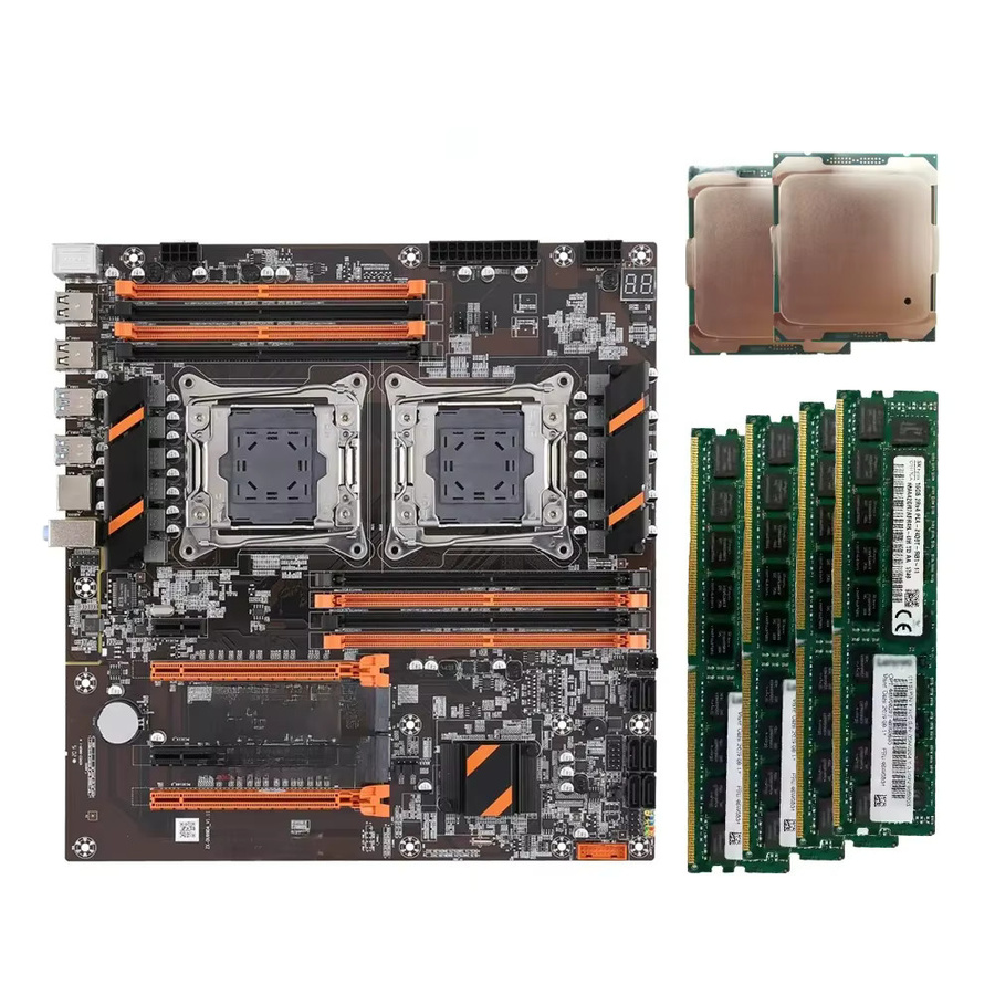 YiHESZ X99 Dual-CPU-Mainboard E-ATX mit Dual Xeon E5 2686V4 Support, LGA 2011 V3, 8 DIMM DDR4 Slots, Dual M.2 NVMe Slots und USB 3.0, Schwarz - Bild 5