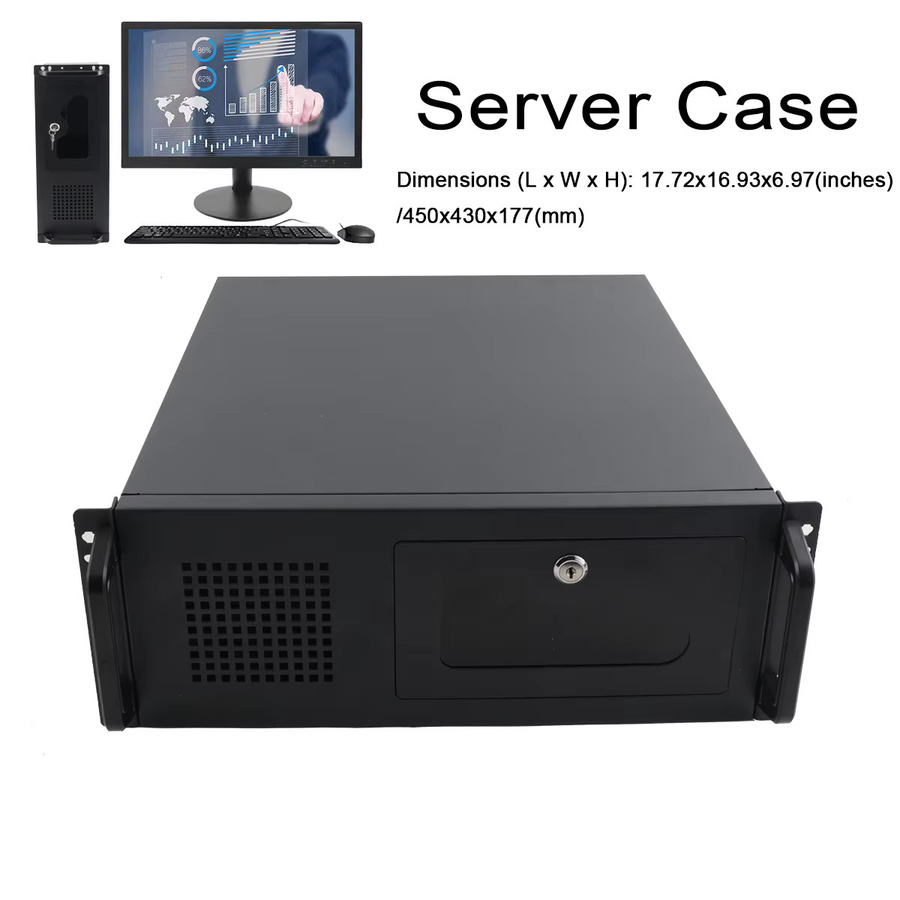 Industrielles 4U Rackmount-Gehäuse für ATX-Mainboards in Schwarz mit 7-Bay 3,5-Zoll-HDD-Speicher, 2x DVD-ROM, 7 PCIe-Steckplätzen, 120-mm-Lüfter und Front-Staubfilter - Bild 3