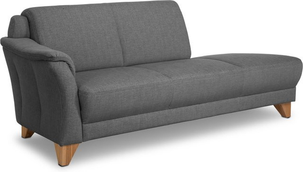 Recamiere Mondo Quadra in Anthrazit und Grau mit L-Form und Eichenholz-Elementen, B/T/H: 205 x 86 x 56 cm