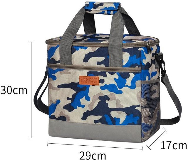 Yiran toy 1 Isolierte Lunchtasche aus Stoff, auslaufsicher und mit großer Kapazität, Blau oder Grün - Bild 1