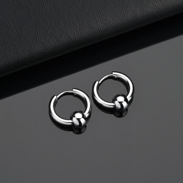 YULIN Creolen Edelstahl, 16 mm, black, Herren Damen - Bild 1