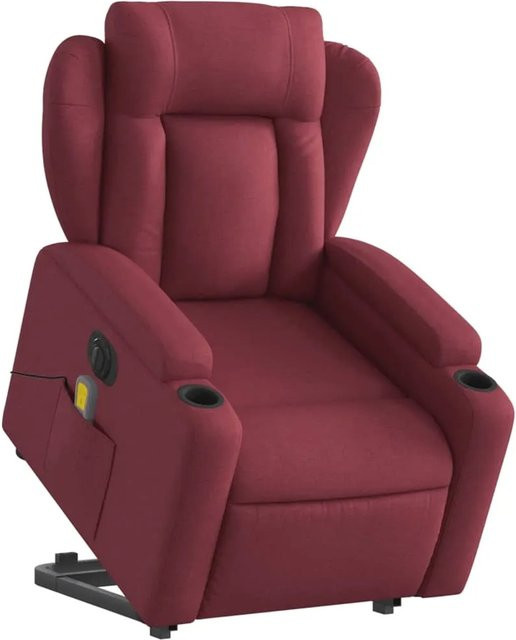 vidaXL Elektrischer Massagesessel mit Aufstehhilfe in Weinrot aus Stoff - Bild 1