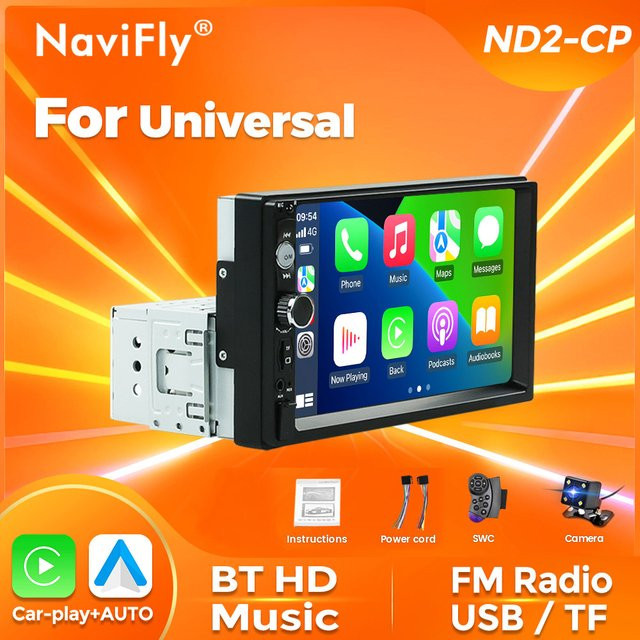 Navifly ND2 Universal 1Din Autoradio mit 7 Zoll HD Touchscreen, Bluetooth und Mirror Link in Schwarz - Bild 1