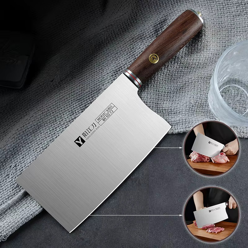 Professionelles chinesisches Küchenmesser Cleaver von PLYS in Silber mit Holzgriff - Bild 4