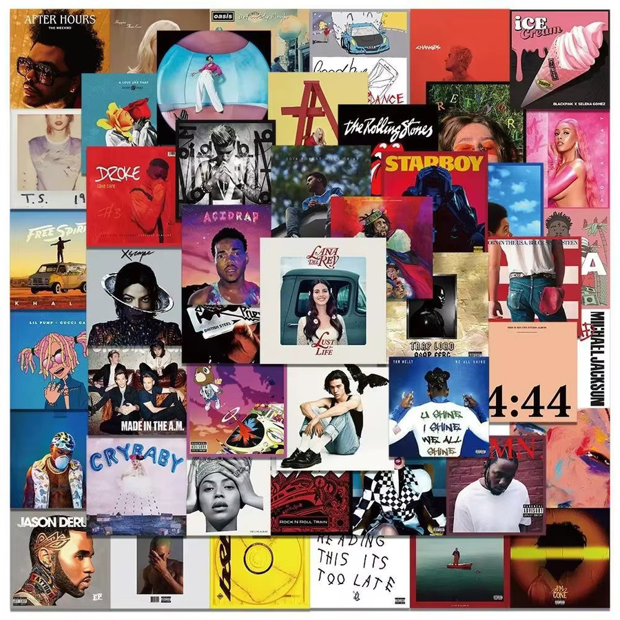55 Stück Künstler und Sänger Album Cover Aufkleber Set in Multicolour für Laptop, Telefon und Gepäck als Geschenk für Kinder - Bild 2