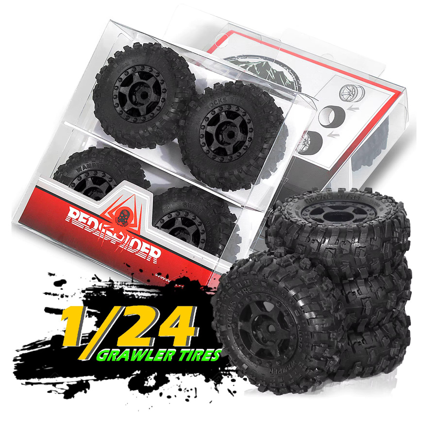 RS Beadlock-Räder und Reifen, Kunststoff, 4-teiliges Set, 1/18, 1/24 - Bild 2