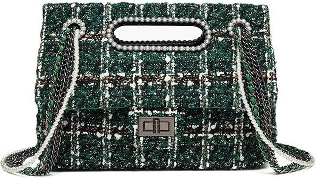 JMG Bags Damenhandtasche, grün, Rautenförmige Perlenketten - Bild 1
