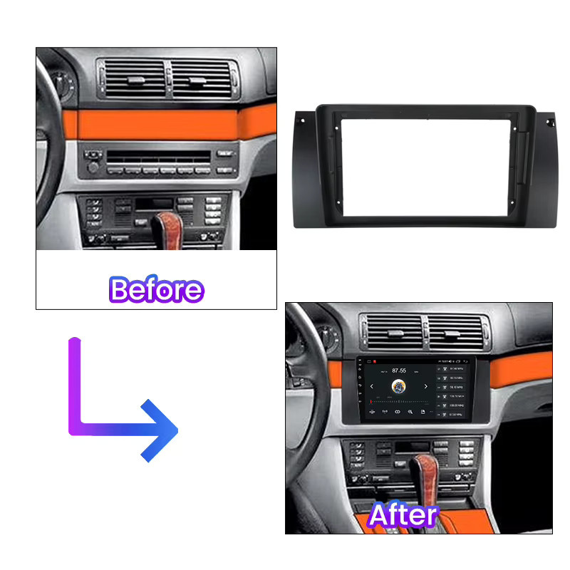 NAVIFANS Autoradio Multimedia Navigations Einbaurahmen Adapter mit Canbus Box Decoder Kit für BMW 5er E38 E39 E53 X5 in Schwarz - Bild 2