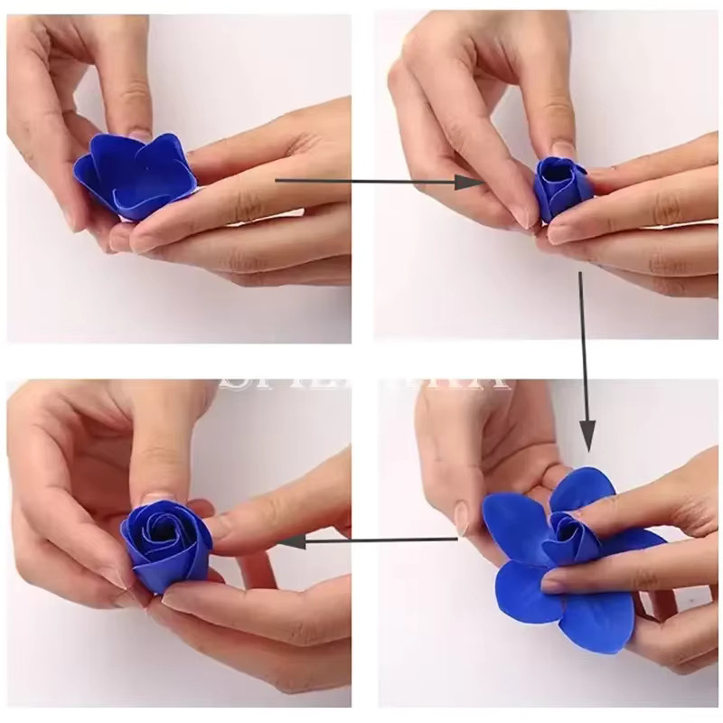 63 Stück Künstliche Rosen von Spilewka in Blau, Dreischichtige Seifenblumen ohne Basis für Hochzeitssträuße und Valentinstag-Blumenboxen, Durchmesser: 3,5 cm - Bild 2
