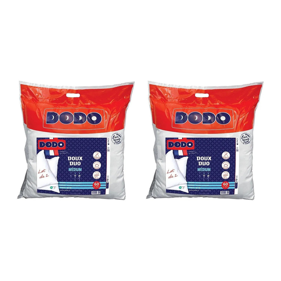 DODO Vente-unique Kopfkissen Doux Duo Weiß B/B/B: 60 x 60 x 2 cm - Bild 2