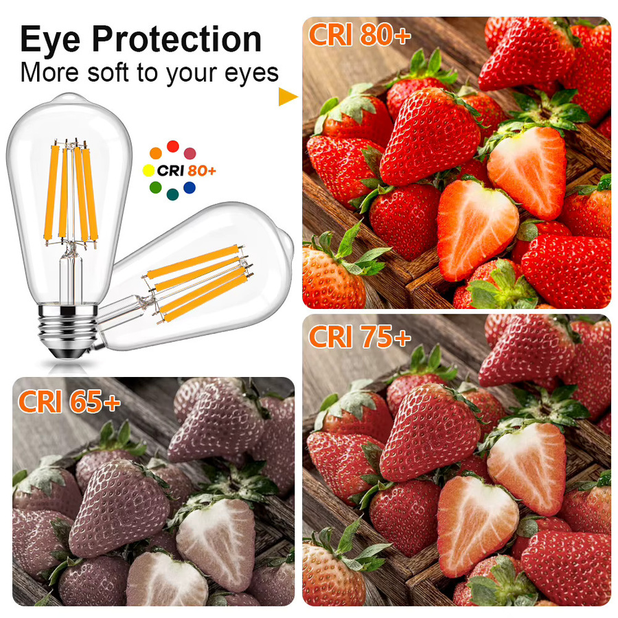Grensk Vintage ST58 LED-Edison-Glühbirne, E27, 12 W, warmweiß, 2700 K, 1200 lm, transparentes Klarglas - Bild 2