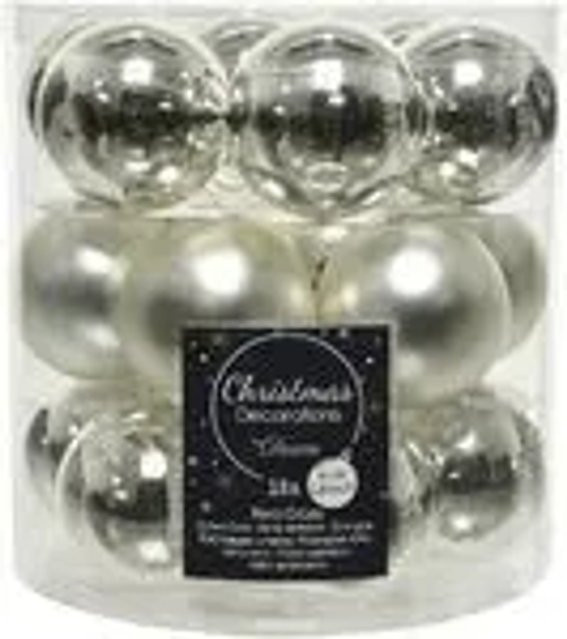 Kaemingk Weihnachtsbaumkugeln aus Glas in Silber, 18 Stück, Durchmesser: 4 cm - Bild 1