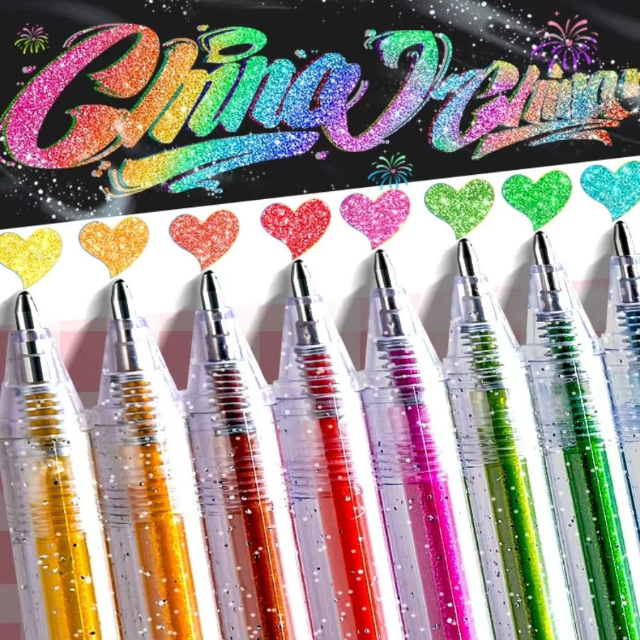 Glitzernde Gelstifte Set mit 18 Farben in Multicolour, metallische Glitzerstifte zum Malen und Gestalten für Erwachsene - Bild 2