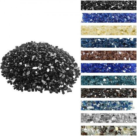 VEVOR Fire Glass Black, 9,0 kg, 12,7 mm, hitzebeständige Kaminsteine für Feuerstellen und Feuerplatztische - Bild 1