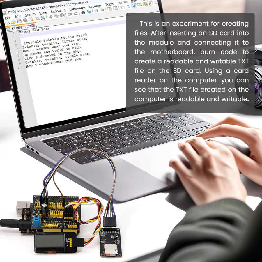 Keyestudio Micro-SD-Kartenmodul mit SPI-Schnittstelle und Pegelumwandlung in Schwarz für Arduino IDE-Programmierung inklusive SD-Kartenhalter - Bild 5