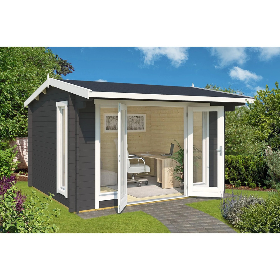 Lasita Maja Jubilee Gartenhaus aus Holz in Grau mit Satteldach B/H/T: 370 x 245,1 x 412,5 cm - Bild 2