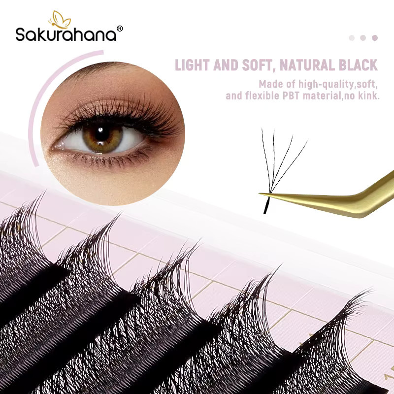 SAKURAHANA W-förmige 3D 4D 5D Wimpern, Natural Black, Unisex - Bild 2