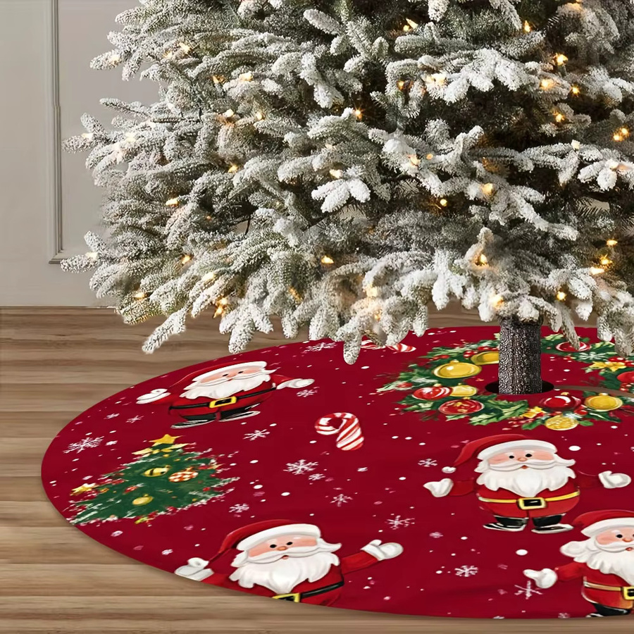 VIKAMA Weihnachtsbaum-Kleid mit Weihnachtsmann und Schneeflocken in Rot - Bild 3