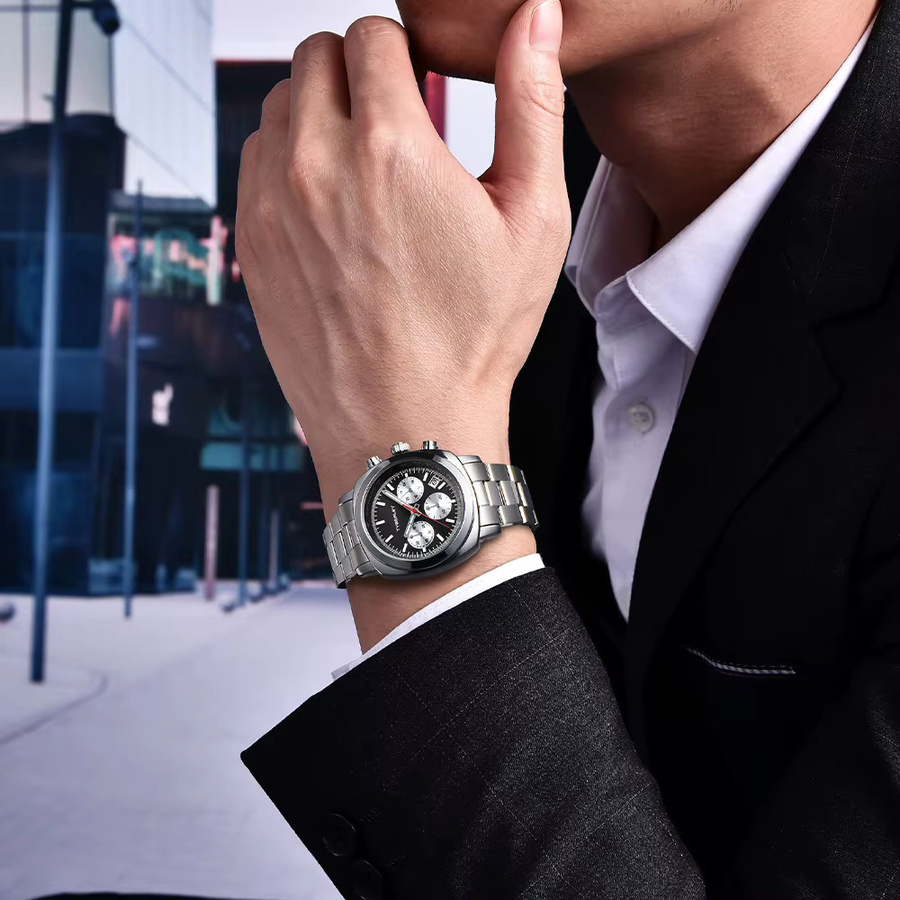 PAGANI DESIGN Chronograph, Quarz, Edelstahl, Schwarz, Herren - Bild 3