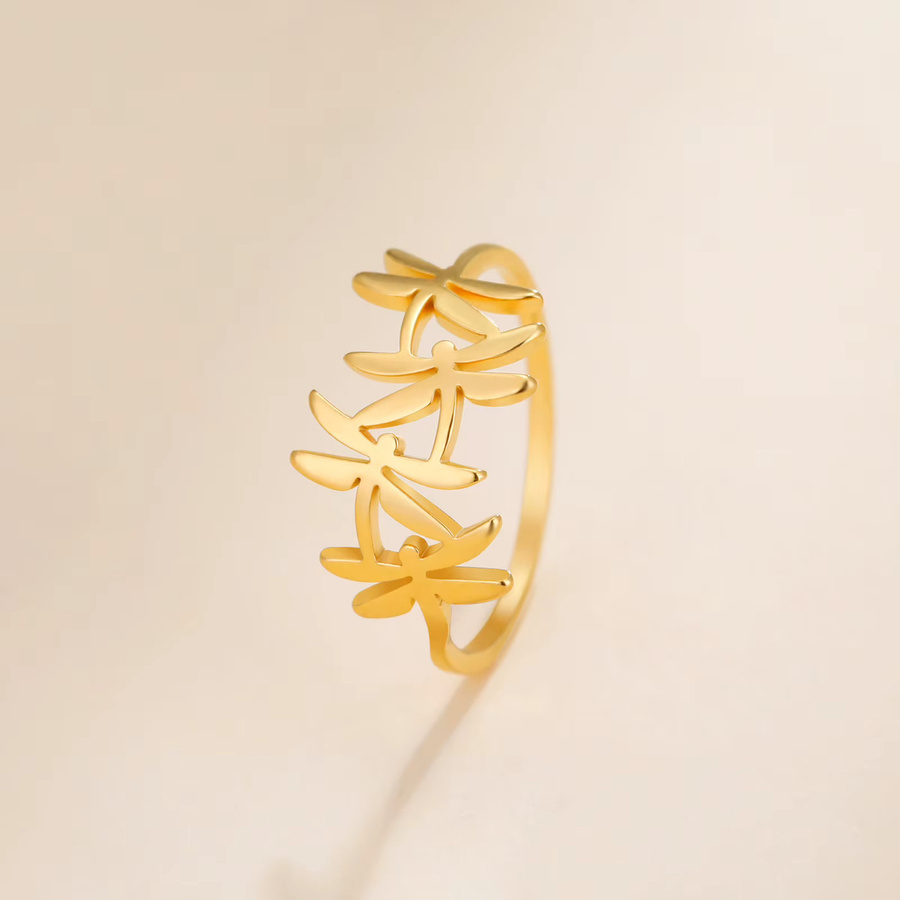 Cazador Damenring Edelstahl, Libelle, Gold - Bild 2
