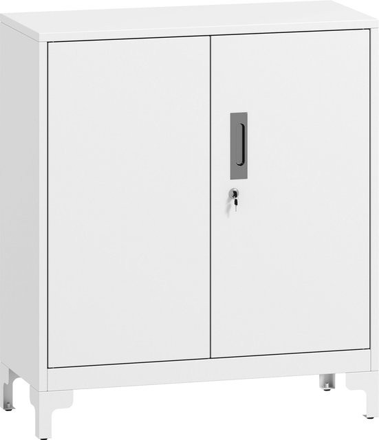 HOMCOM Metallschrank Aktenschrank mit 2 Türen und Schloss in Weiß, B/T/H: 80 x 35 x 91 cm - Bild 1