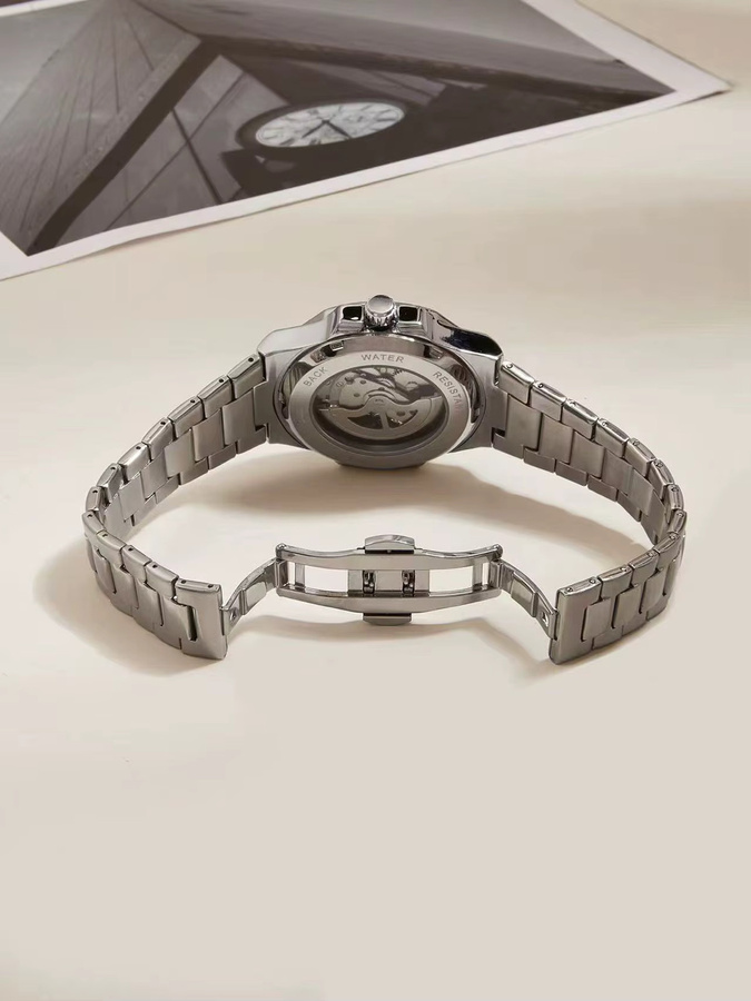 LONGLUX Automatik Armbanduhr, Edelstahl, Weiß, Herren - Bild 4