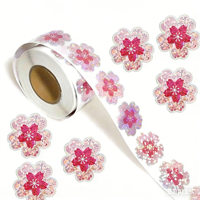 TYFYO Laser-Blumenaufkleber-Rolle in Multicolour, wasserfeste selbstklebende Siegelaufkleber in Blumenform für Geschenkverpackungen, 1 Zoll - Bild 1