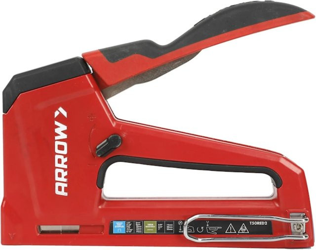 Arrow Handtacker T50 RED2 in Rot für Flachdrahtklammern 6 mm bis 14 mm und Nägel - Bild 1