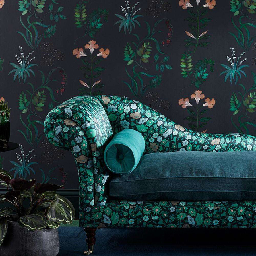 Liberty Tapete Botanical Stripe in Jade (Schwarz/Grün) aus Vlies - Bild 1