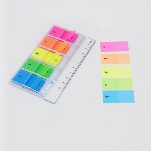 PRONOTI Transparente Indexregisterkarten mit Lineal und klebrigen Papieretiketten in Multicolour für Schule und Büro - Bild 1
