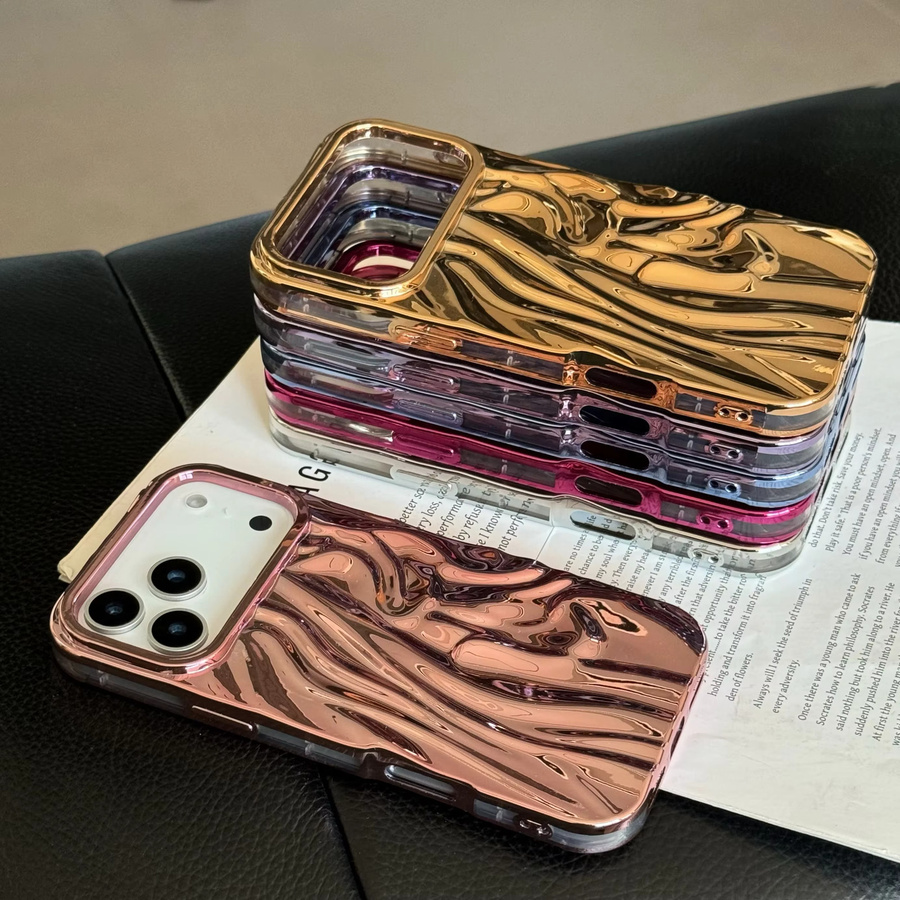 Stoßfeste Handyhülle mit luxuriöser 3D-Beschichtung für Apple iPhone 17 Air 16e 15 14 Plus 13 12 17 Pro Max in Pink - Bild 3