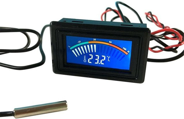 Feiyanautoparts Digitalanzeige für Auto und SUV zur Temperaturmessung von Öl, Wasser und Kühler inklusive Sonde, Schwarz - Bild 1