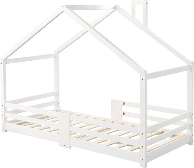 okwish Hausbett für Kinder aus Massivholz mit Rausfallschutz, Weiß, B/T/H: 90 x 200 x 120 cm - Bild 1