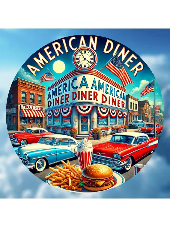 Retro Aluminiumschild Potdemiel im amerikanischen Restaurant-Stil, rund, Mehrfarbig, Durchmesser: 20,32 cm - Bild 3