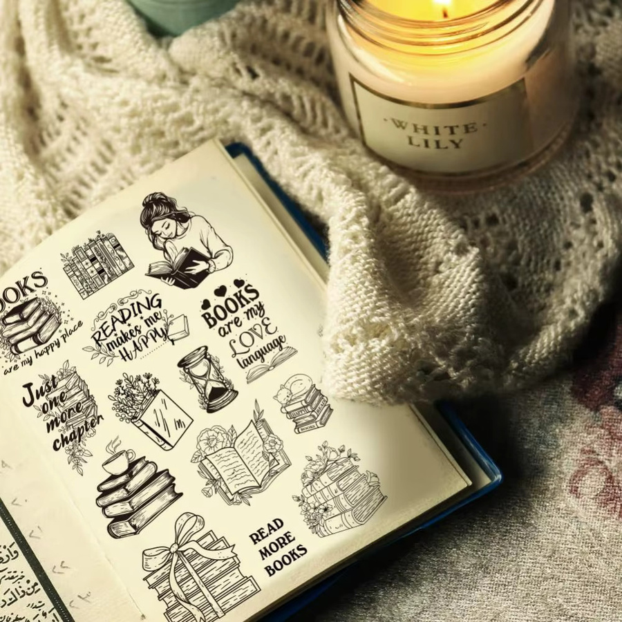 Transparenter Gummistempel mit Buch-Motiv für die Kartenherstellung und Bastelarbeiten - Bild 3