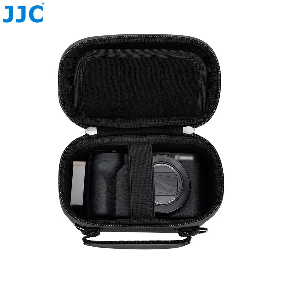JJC Tragekameratasche für DJI Osmo Action 6, Canon PowerShot V1, V10, G7X Mark III und Fujifilm X in Schwarz mit Riemen - Bild 2