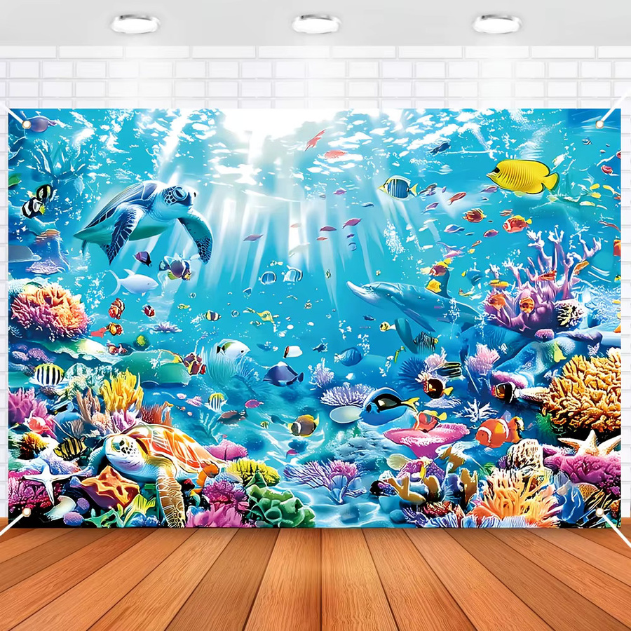 VIKAMA Wandteppich Ins Wind Underwater World mit Korallenriff und Meeresbewohnern, Mehrfarbig, Breite: 60 cm, Höhe: 40 cm - Bild 3