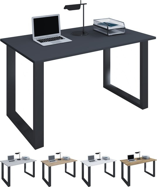 VCM Schreibtisch Lona modern in Schwarz mit Metallgestell B/T/H: 120 x 60 x 76 cm - Bild 1