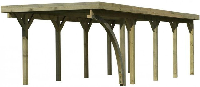 Karibu Einzelcarport Classic mit Stahl-Dacheindeckung und Einfahrtsbogen aus Nadelholz - Bild 3