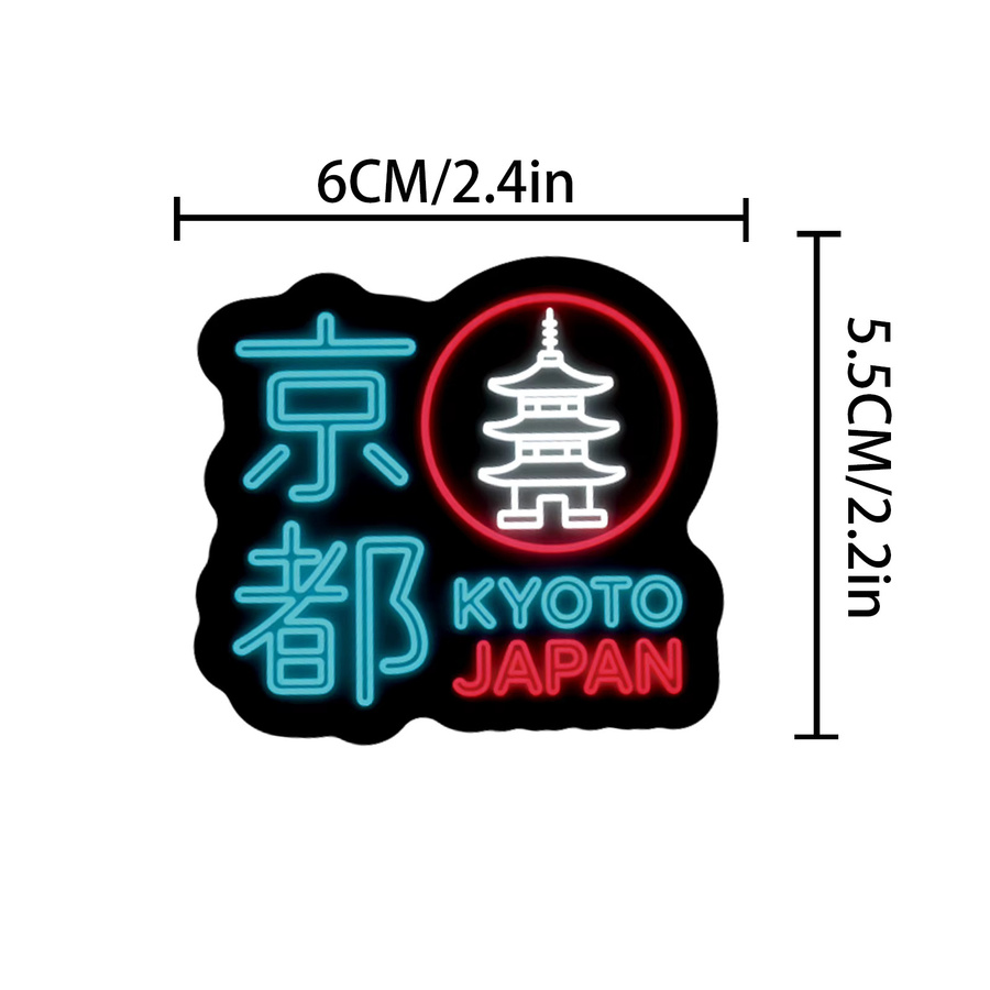 50 Stück Japanische Kyoto Neon-Stil Aufkleber in Multicolour für DIY-Projekte wie Notizbücher, Koffer und Gitarren - Bild 4